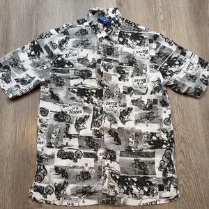 Vintage Puritan Men's Hawaiian Shirt Button up Motorcycle US Racer Sze‎ M